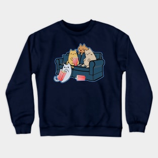 Cats eating popcorn and watching movie night Crewneck Sweatshirt